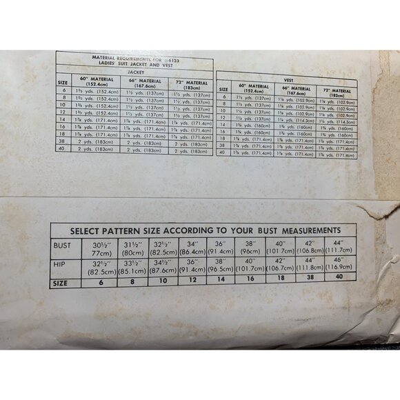 Hi Fashion Sew Misses Jacket Vest Sewing Pattern sz 6-18 & 38-40 6123 - uncut - Picture 4 of 9